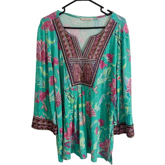 Soft Surroundings Tops - Soft Surroundings Tunic Womens Large Floral Sequin Embellished Embroidery